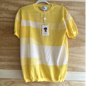 Cigar Couture Knit Short Sleeve Sport Shirt Crewneck Yellow Mens Size Large NWT